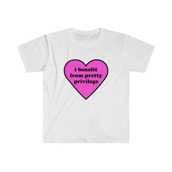 Lustiges Y2K TShirt - Ich profitiere von Pretty Privileg 2000's Celebrity Style Meme Tee - Geschenk Shirt
