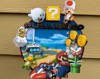 Personalized Mario Kart and Friends Cake Topper for Birthday Cake Party Customizable Decorations