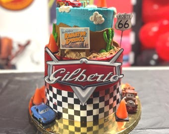 Car Cake Charms Custom Name and Age for Personalized Birthday Decorations