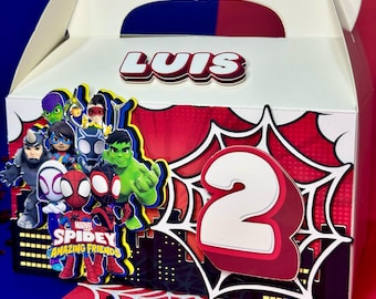 Spidey and Friends Custom Name Gable Boxes for Birthday Party Favors