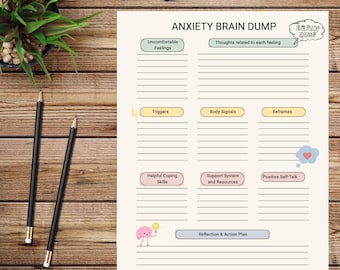 Werkblad Angst Brain Dump, Therapiebegeleiding (digitale download pdf)