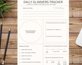 Glimmers Tracker | Mental Health Journal | Nervous System Regulation | Self-Care Printable (Digital Download PDF)