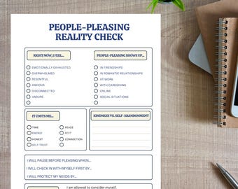 Werkblad Reality Check voor mensen aangenaam: afdrukbaar hulpmiddel voor zelfreflectie voor burn-out, grenzen en zelfbewustzijn (digitale download pdf)