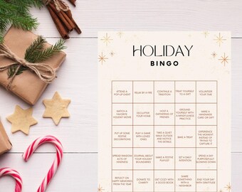 Zelfzorgbingo voor de feestdagen, gezinsactiviteiten (digitale download pdf)