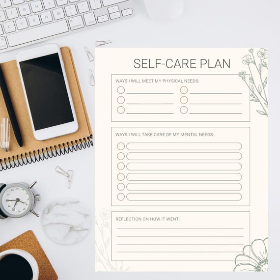 Self Care Plan, Wellness Tracker (Digital Download PDF)