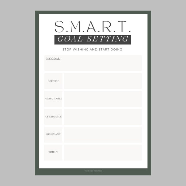 SMART Goal Setting worksheet, self-help tool, school counseling, therapy resource, DIGITAL DOWNLOAD pdf