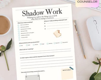 Werkblad Schaduw | Genezingsdagboekprompts | Afdrukbaar met zelfreflectie | Persoonlijke groei (digitale download pdf)