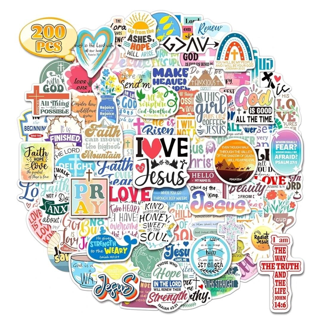 200pcs Inspirational Christian Stickers, Religious Faith Stickers for ...