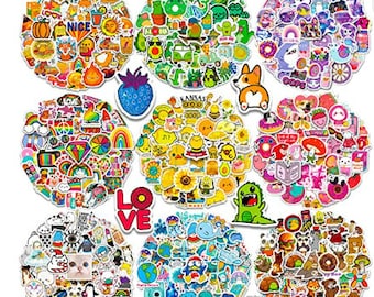 Cute Stickers for Kids, Vinyl Aesthetic Stickers, Waterproof Skateboard Computer Hydroflask, Mixed Colorful sticker for Teens Kids Adults