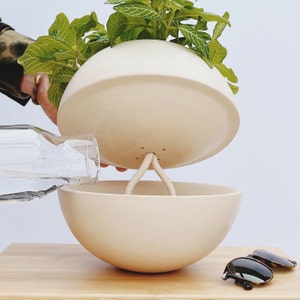 Self watering planter - premium, 100% ceramic, made in Italy, unique pot for indoor plants