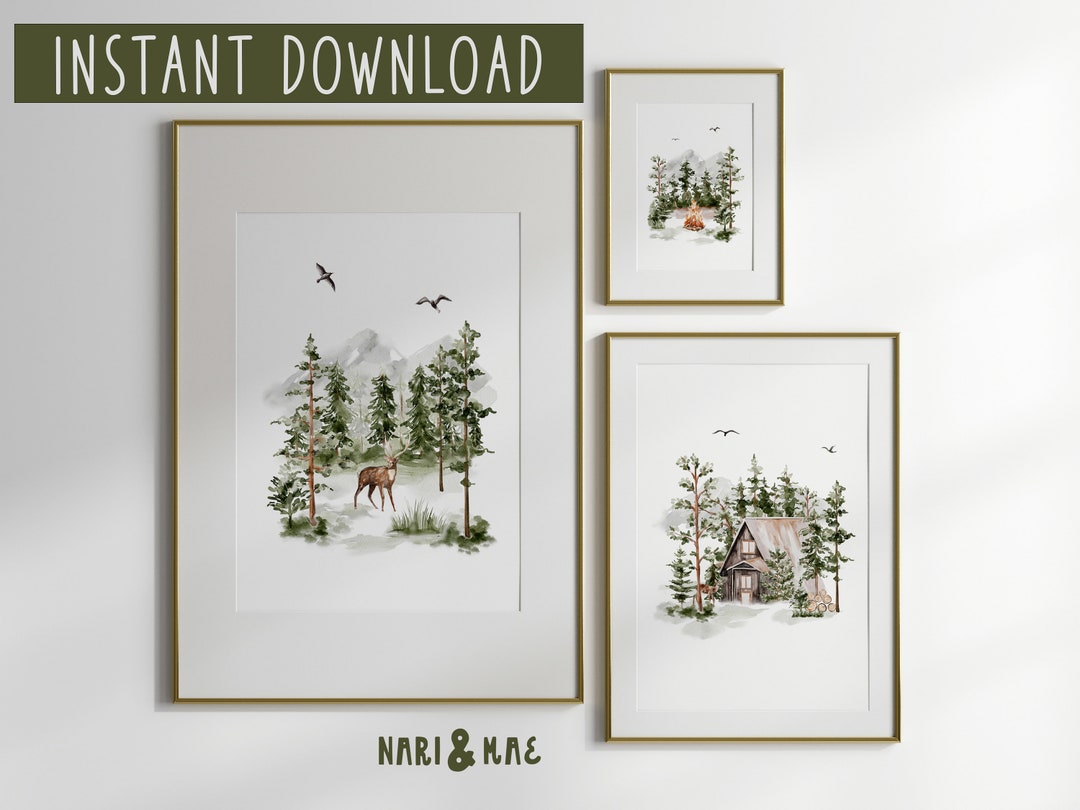 Woodland Nursery Decor, Set of 3 Wilderness Prints, Nursery Wall Art ...