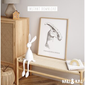Parasaurolophus Art, Dinosaur Nursery Print, Dinosaur Room Decor, Dino Art Print, Dinosaur Poster, Kids Room Dinosaur Printable 15