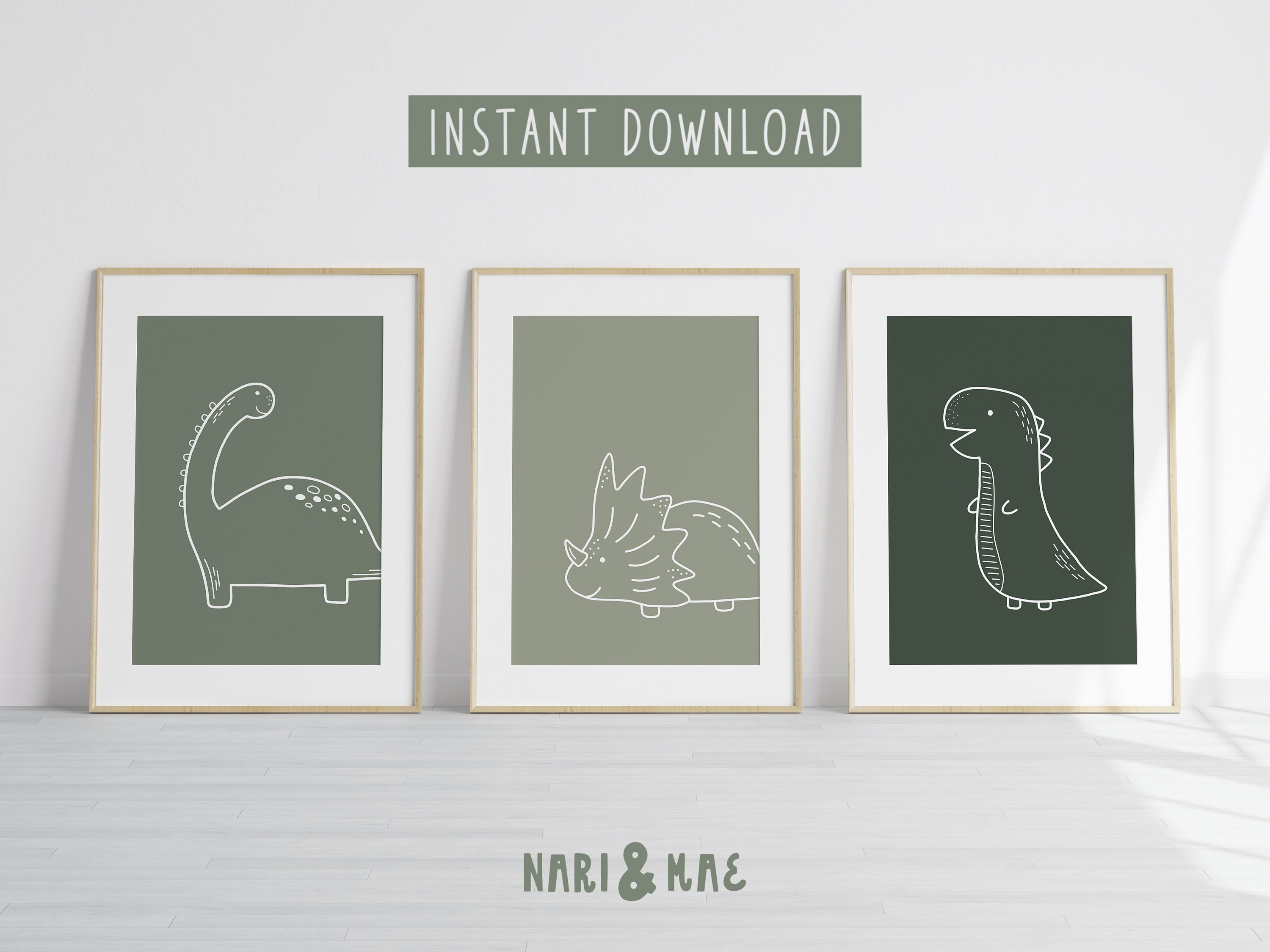 Dinosaur Print Set, Dinosaur Decor, Dinosaur Nursery Set, Dinosaur Room ...