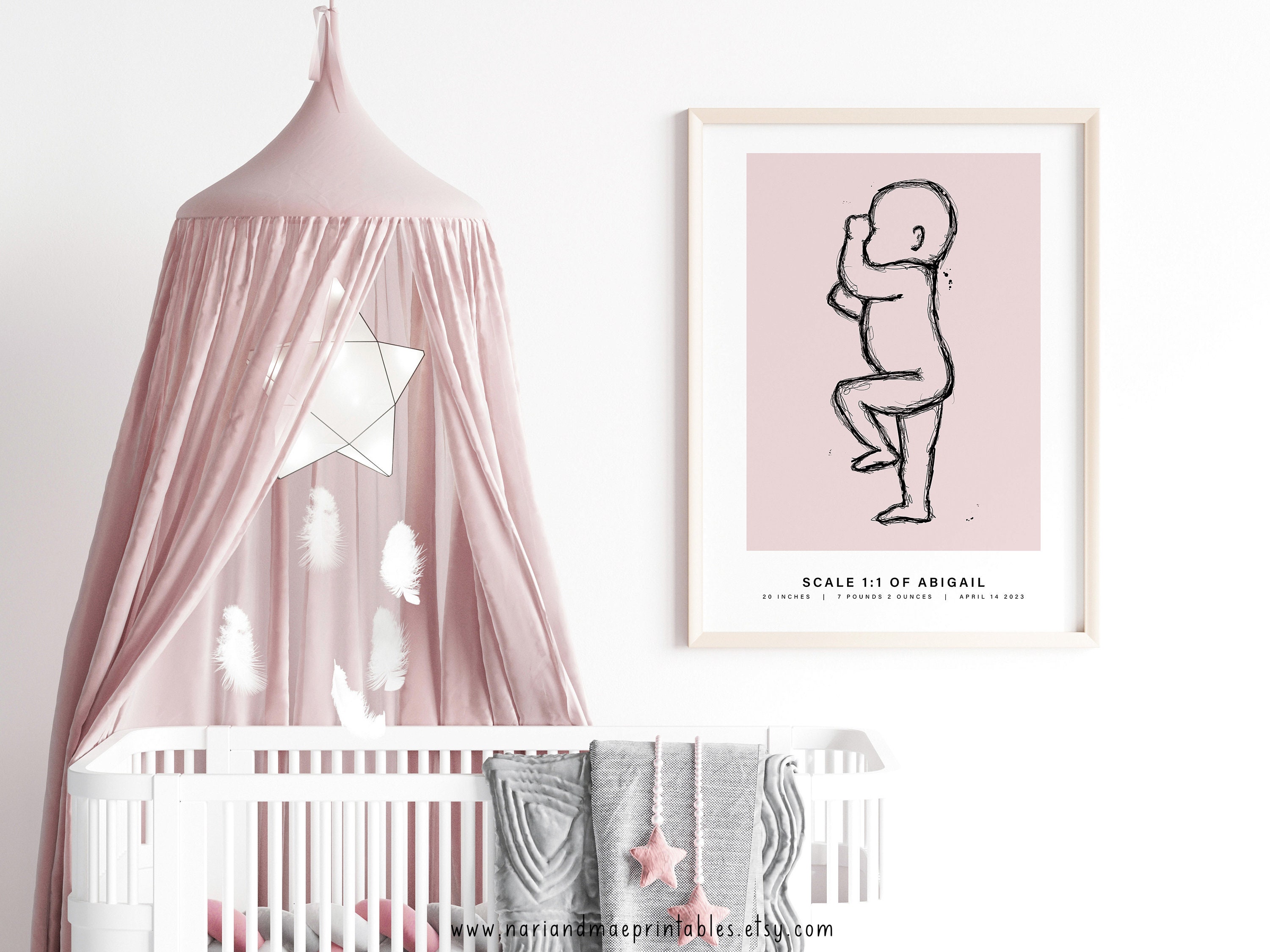 Personalized Newborn Birth Poster Scaled 1:1, Printable Nursery Wall ...