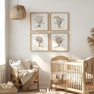 Hot Air Balloon Nursery Wall Art Set Nursery Decor Gender Neutral Print Nursery Printable Kids Room Decor Kids Wall Art Printable Decor 07 image 2
