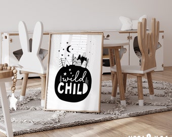 Wild Child Mountain Nursery Print, Adventure Print, Outdoorsy Baby Nursery Decor (Digital Download)
