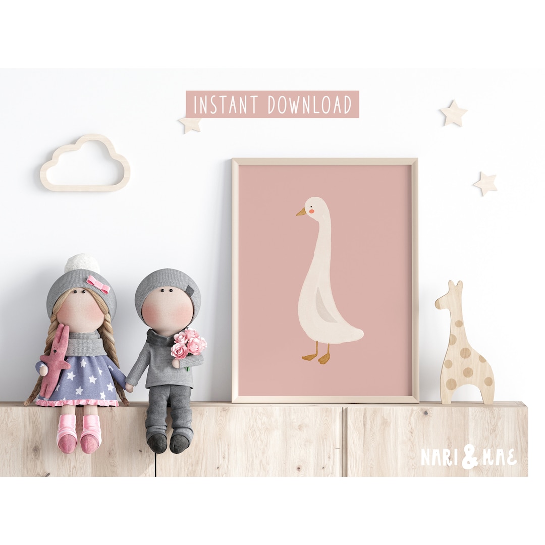 Silly Goose Wall Art, Goose Nursery Wall Art, Pink Nursery Decor ...