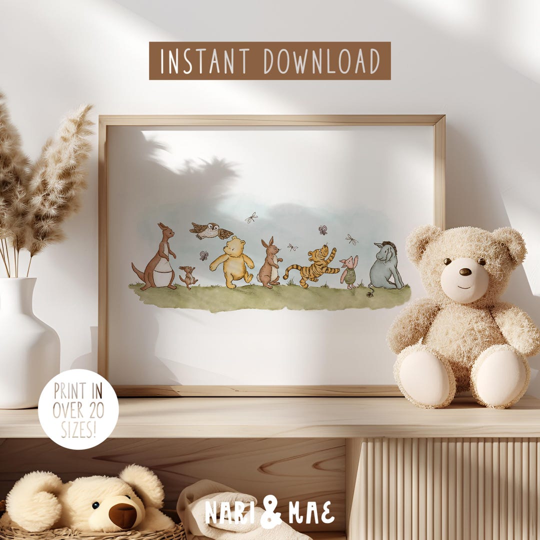 Classic Winnie the Pooh Nursery Wall Art, Nursery Print, Classic Pooh ...