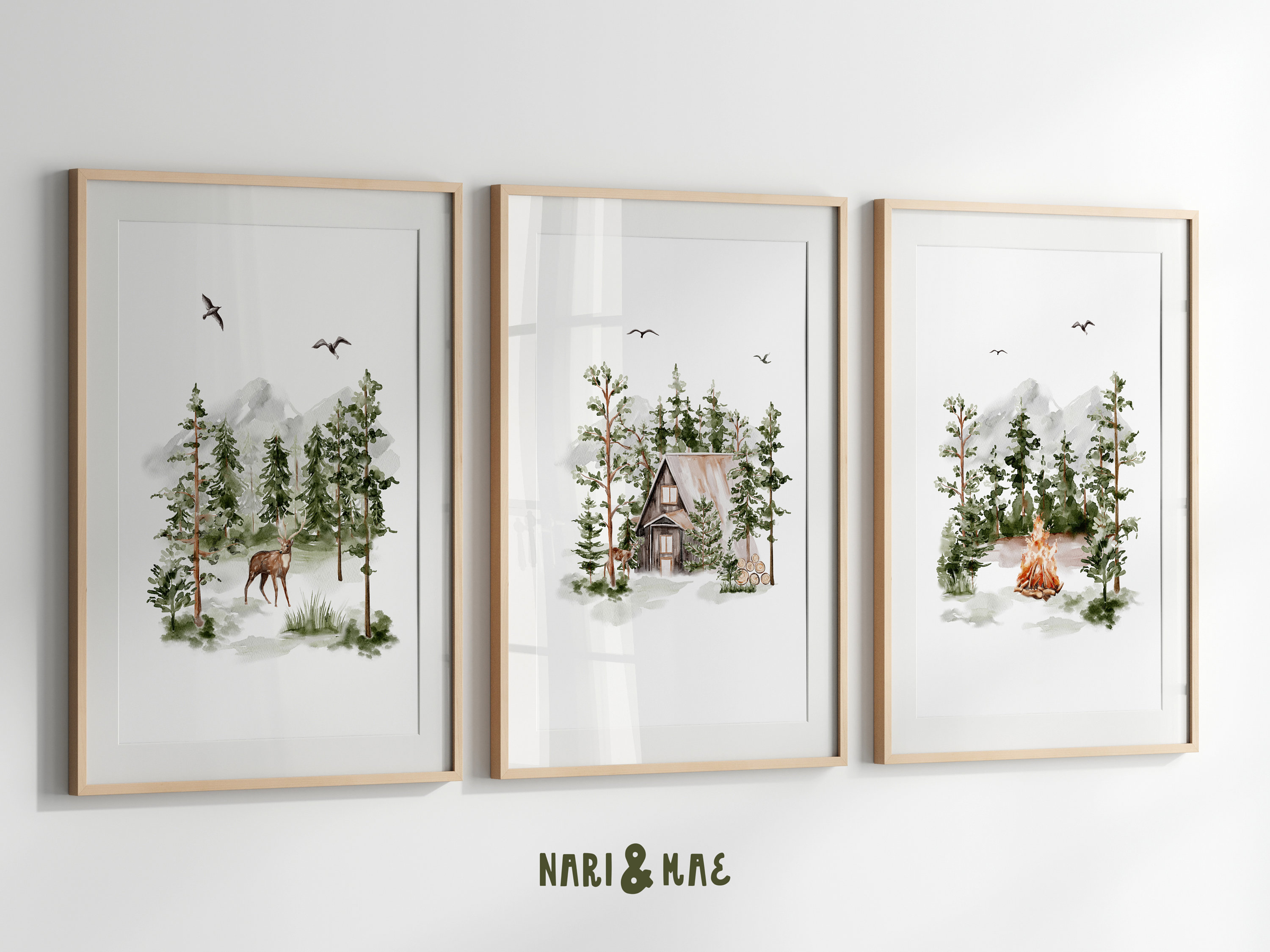 Woodland Nursery Decor, Set of 3 Wilderness Prints, Nursery Wall Art ...