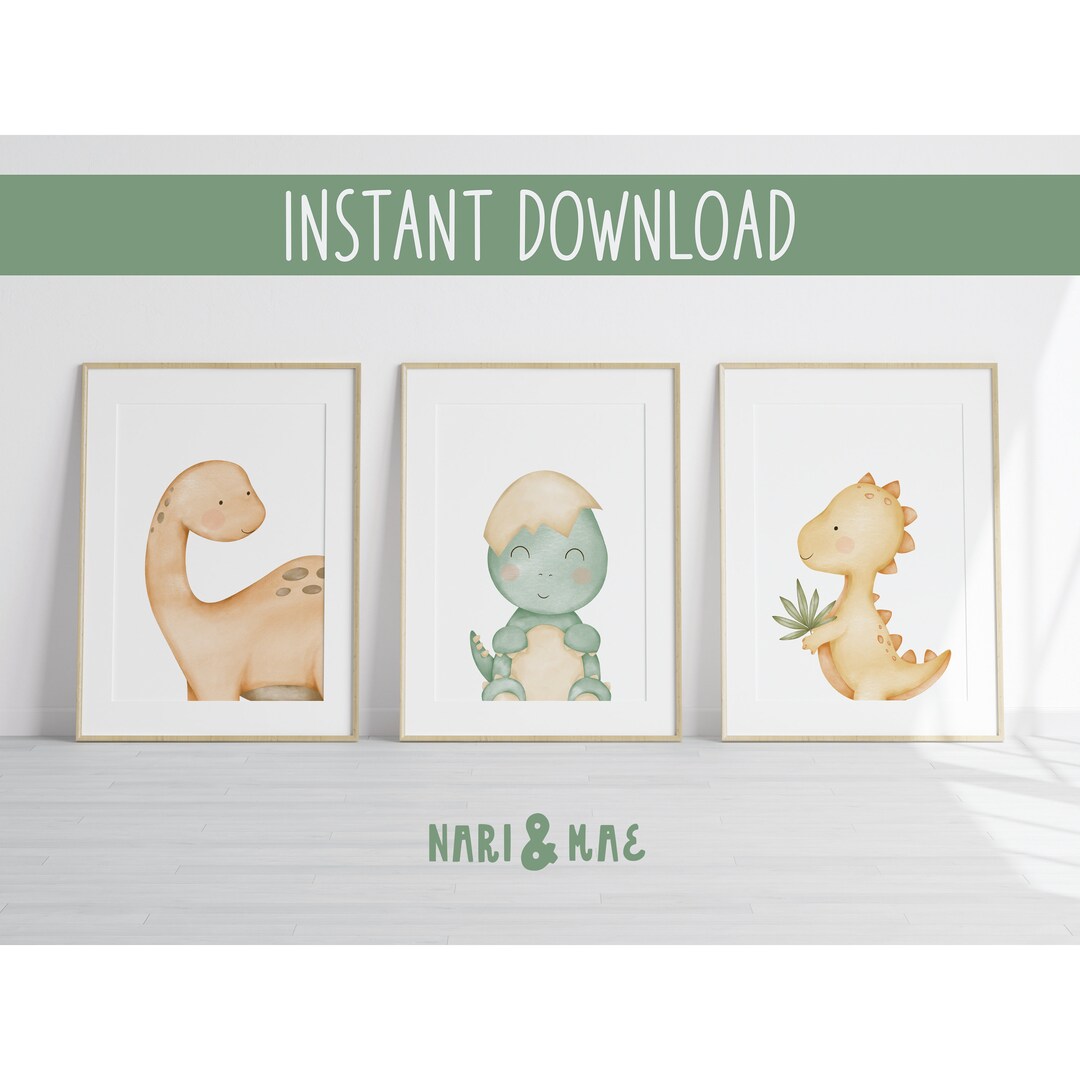 Dinosaur Nursery Set, Dinosaur Printable, Dinosaur Room Decor, Neutral ...