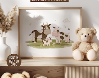 Kuh Kinderzimmer Druck, Bauernhof Kinderzimmer Dekor, Tierdrucke, Bauernhof Kinderzimmer Drucke, Scheune Hof Tiere, Bauernhof Kinderzimmer Wand Kunst