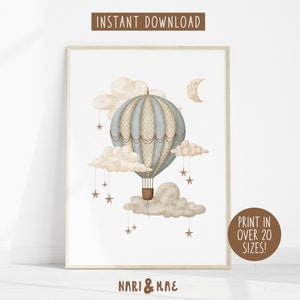 Nursery Wall Art Nursery Decor Gender Neutral Print Nursery Printable Kids Room Decor Kids Wall Art Hot Air Balloon Nursery Digital  07