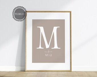 Personalized Initial Print Nursery Letter Print Personalized Nursery Decor Baby Name Printable Nursery Kids Room Decor Baby Shower Gift