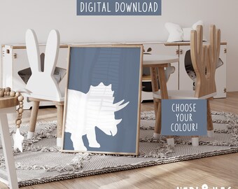 Triceratops Print, Dinosaur Printable, Dinosaur Poster, Dinosaur Nursery Dinosaur Wall Art Playroom Decor Nursery Decor Boy Dinosaur Room 14