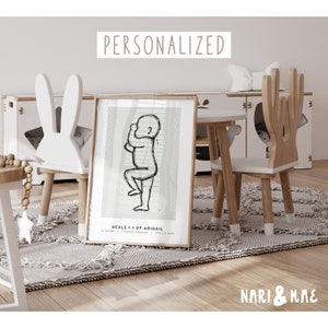 Personalisierte Neugeborenen Geburtsposter im Maßstab 1: 1, druckbare Kinderzimmer Wanddekoration, Spielzimmer Wandkunst, Neugeborenen Andenken, individuelles Baby-Dusche-Geschenk