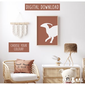 Dinosaur Nursery Printable, Parasaurolophus Print, Dinosaur Poster, Dinosaur Printable, Dinosaur Wall Art, Dinosaur Room Decor 14