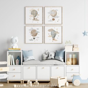 Hot Air Balloon Nursery Wall Art Set Nursery Decor Gender Neutral Print ...