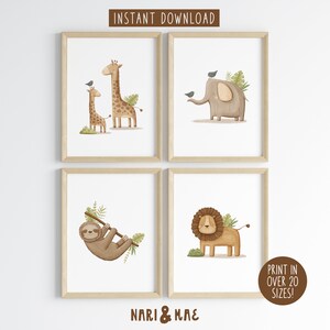 Safari Nursery Decor Set, Jungle Nursery Decor, Nursery Wall Decor, Nursery Wall Art, Safari Animals, Kids Room Decor, Zoo Animal Art