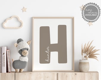 Personalized Initial Name Nursery Print, Custom Baby Decor (Digital Download)