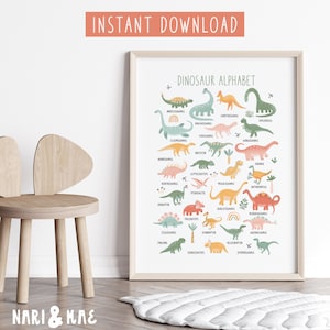 Dinosaur Alphabet Poster, Dinosaur Room Decor, Dinosaur Print, Dinosaur Printable, Playroom Print, Dinosaur Poster, Dinosaur Nursery 13