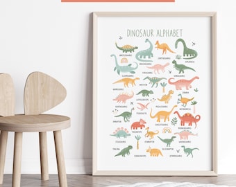 Dinosaur Alphabet Poster, Dinosaur Room Decor, Dinosaur Print, Dinosaur Printable, Playroom Print, Dinosaur Poster, Dinosaur Nursery 13
