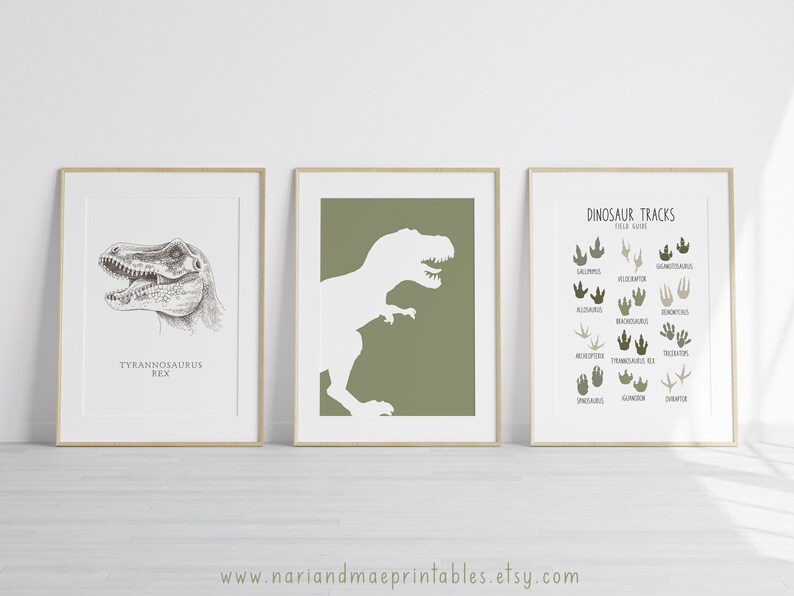 Dinosaur Bedroom Wall Art Set of 3 Prints Boys Room Dinosaur Etsy