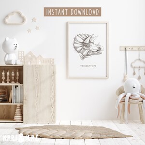 Triceratops Art, Dinosaur Nursery Decor, Nursery Wall Art, Dino Decor Boys Room Decor, Dinosaur Poster, Kids Room Dinosaur Printable 15