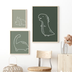 Dinosaur Print Set, Dinosaur Decor, Dinosaur Nursery Set, Dinosaur Room ...