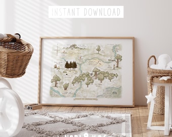 100 Acre Wood Map, Classic Winnie the Pooh Nursery Wall Art, Nursery Print, Classic Pooh Bear Nursery Decor, Hundred Acre Wood, Baby Shower