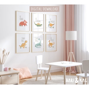 Dinosaur Nursery Art, Dinosaur Print Set, Dino Wall Art, Dinosaur Printable, Dinosaur Room Decor, Toddler Gallery Wall Set of 6 Prints 13