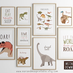 Dinosaur Nursery Wall Art Print Set Dinosaur Wall Decor Nursery Prints Dinosaur Poster Dinosaur Bedroom Dinosaur Printable Wall Gallery 17