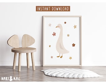 Goose Nursery Print, Silly Goose Wall Art, Silly Goose Nursery Wall Art, Goose Print, Farm Nursery Decor