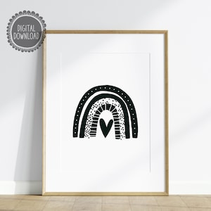Arc-en-ciel monochrome pour chambre d&#39;enfant, décoration scandinave imprimable pour chambre d&#39;enfant, art mural pour chambre d&#39;enfants, art mural pour chambre de bébé, décoration pour chambre de bébé, affiche 05