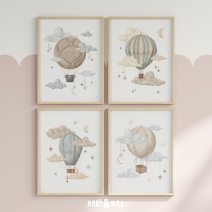 Hot Air Balloon Nursery Wall Art Set Nursery Decor Gender Neutral Print Nursery Printable Kids Room Decor Kids Wall Art Printable Decor 07 image 5
