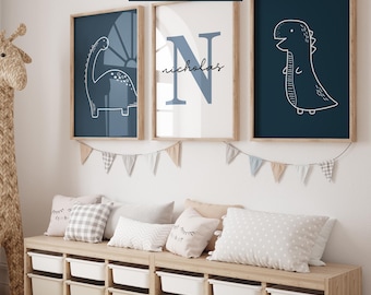 Personalized Dinosaur Nursery Decor, Dinosaur Wall Art, Nursery Wall Decor, Boys Room Decor, Dinosaur Poster, Dinosaur Prints
