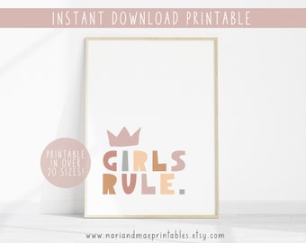 Girls Rule Nursery Printable, Nursery Print Baby Girl Nursery Toddler Kids Room Decor Playroom Decor Nursery Print Nursery Wall Art 16