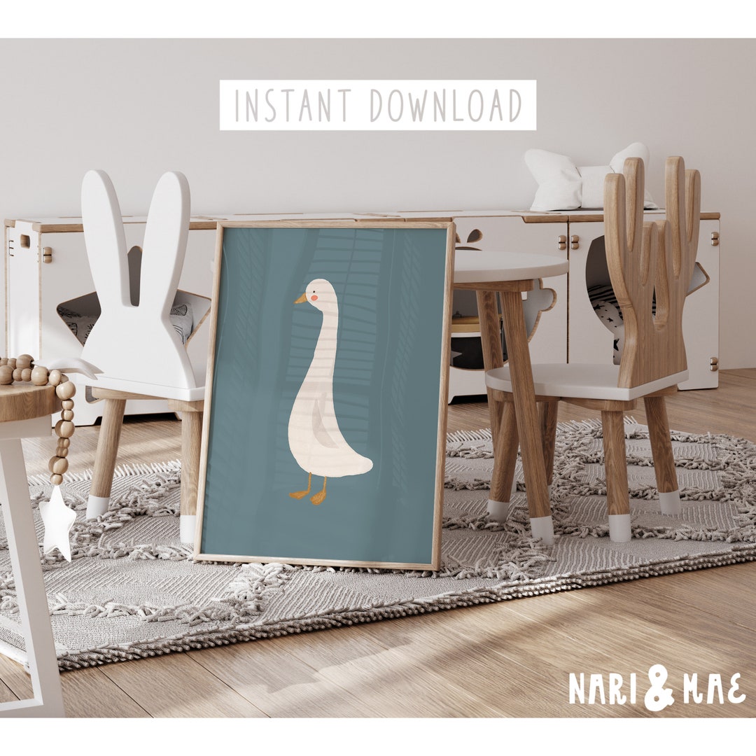 Silly Goose Print, Silly Goose Nursery Wall Art, Blue Nursery Decor ...