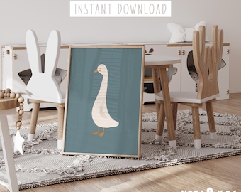 Silly Goose Print, Silly Goose Nursery Wall Art, Blue Nursery Decor, Playroom Decor, Kids Room Decor, Boy Room Decor