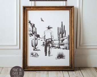 Cowboy Nursery Print, Western Nursery Art, Cowboy Wall Art, Nursery Decor, Boy's Room Decor, Cowboy Room Decor, Country Nursery Art