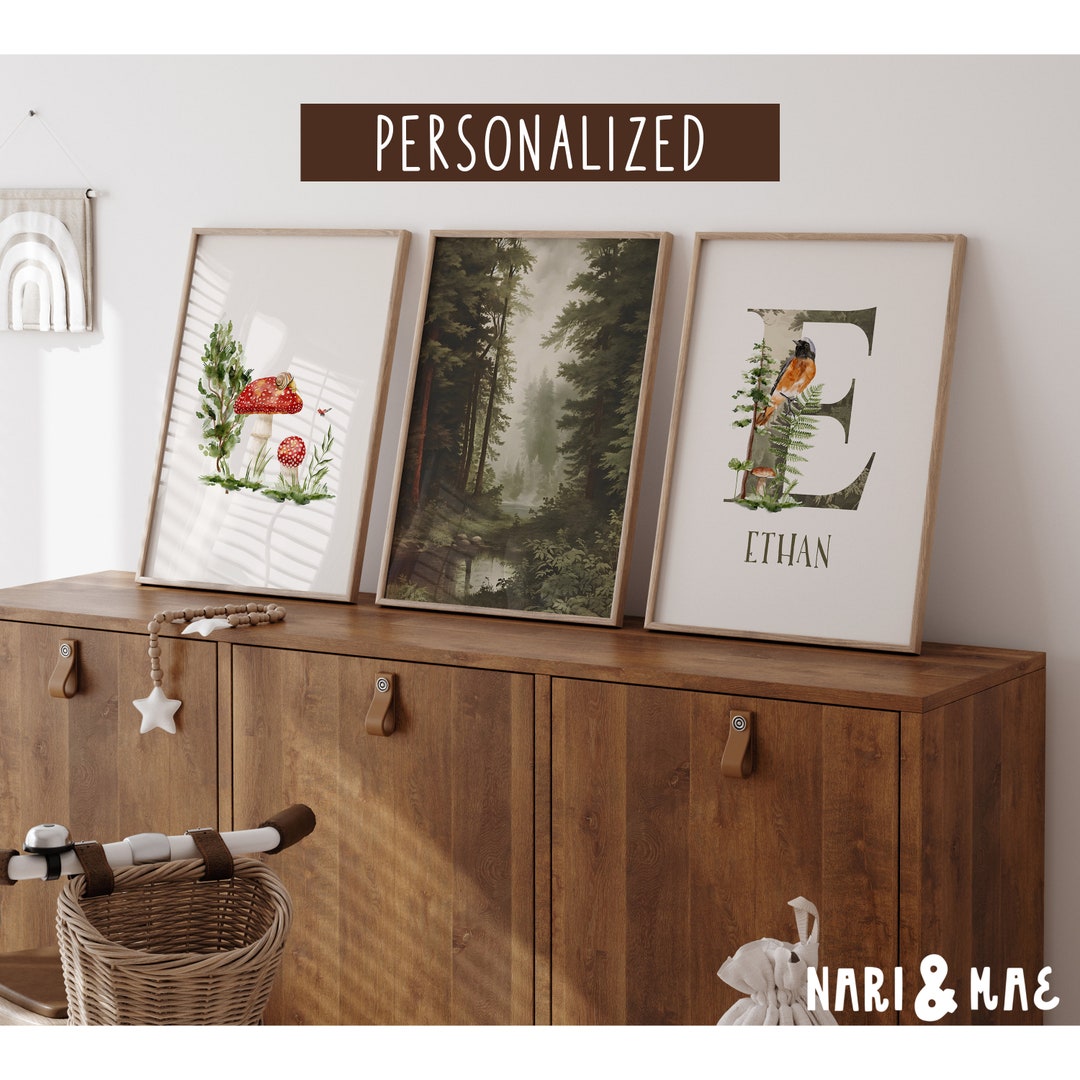 Personalized Woodland Nursery Decor Set, Wilderness Painting, Nursery ...